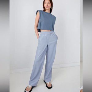 Aritzia Babaton Periwinkle Blue Faux Leather Wide Leg Knightly Pants Size 0